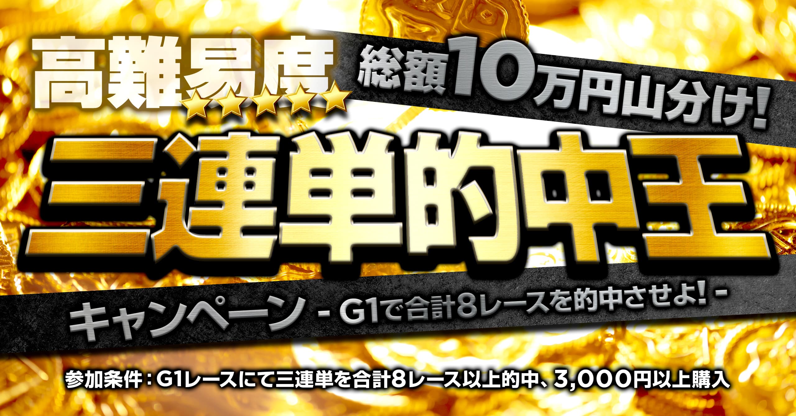 【高難易度】総額10万円山分け！三連単的中王キャンペーン！G1最終日で合計8レースを的中させよ！